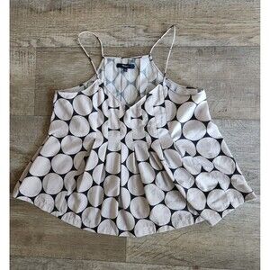 MADEWELL Pleated Camisole Beige Circles Pattern Spaghetti Strap Womens Size 4